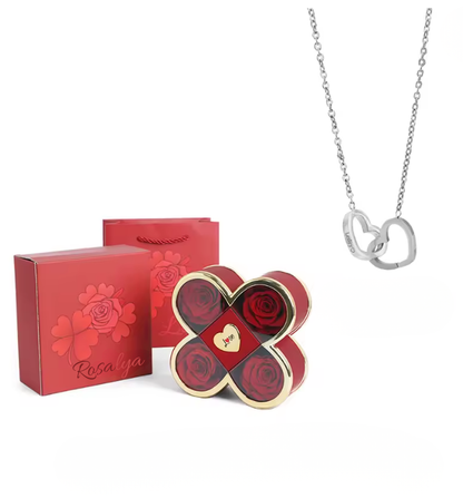 Coffret Rose Éternelle & collier personnalisé
