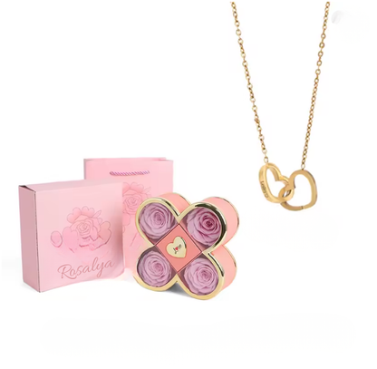 Coffret Rose Éternelle & collier personnalisé